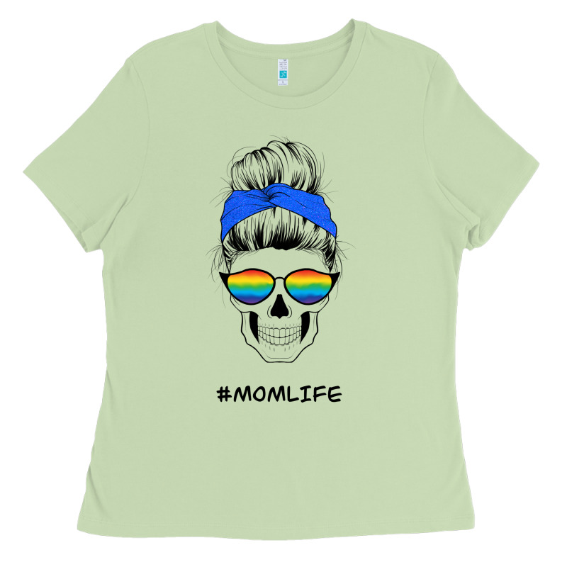 Blue Glitter Rainbow Mom Skull Ladies Tee by Bettercallsaul | Teevron