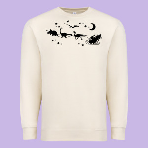 Christmas Santa Dinosaur Sleigh Ride T Rex Funny Gift T Shirt Premium Sweatshirt Designed By Minhpixels