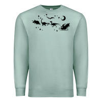 Seafoam christmas santa dinosaur sleigh ride t rex funny gift t shirt Premium Sweatshirt - minhPixels