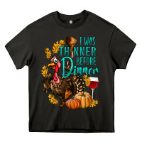 Asphalt I Was Thinner Before Dinner Turkey Thanksgiving Heavy Core Tee - LillyAllenDesigns