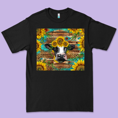Holstein Cow With Sunflowers Premium Tee Designed By Barkaloodesign