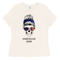 Bone American Stars, American Flag Patterned Mom Skull Ladies Tee - Bettercallsaul
