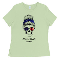Matcha American Stars, American Flag Patterned Mom Skull Ladies Tee - Bettercallsaul