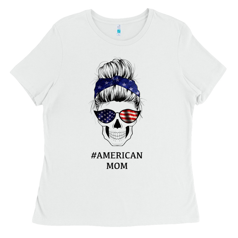 American Stars, American Flag Patterned Mom Skull Ladies Tee by Bettercallsaul | Teevron