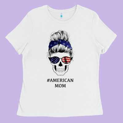 American Stars, American Flag Patterned Mom Skull Ladies Tee Designed By Bettercallsaul