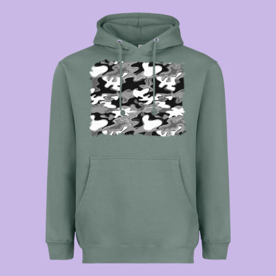 Black And White Camouflage Background Heavyweight Hoodie Designed By Artiststas