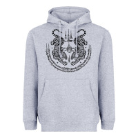 Heather Grey sak yant thai tattoo twin tiger muay magical thailand gifts t shirt Heavyweight Hoodie - minhPixels
