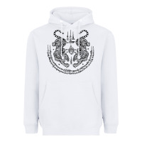 White sak yant thai tattoo twin tiger muay magical thailand gifts t shirt Heavyweight Hoodie - minhPixels