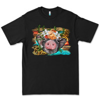 Black baby pig with floral and western background Premium Tee - BarkalooDesign