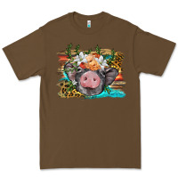 Cacao baby pig with floral and western background Premium Tee - BarkalooDesign