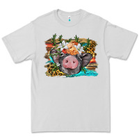 Dove Grey baby pig with floral and western background Premium Tee - BarkalooDesign