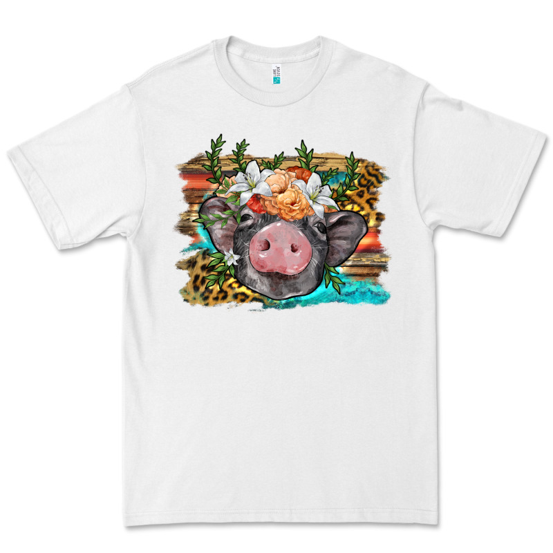 Baby Pig With Floral And Western Background Premium Tee by BarkalooDesign | Teevron