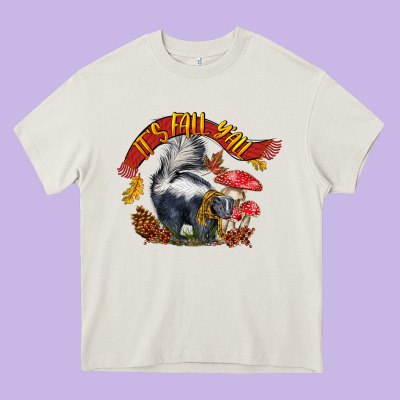It's Fall Y'all Skunk Heavy Core Tee Designed By Lillyallendesigns