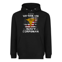 Black Veteran Navy Corpsman Patriotic 4th of July Gifts Heavyweight Hoodie - minhPixels