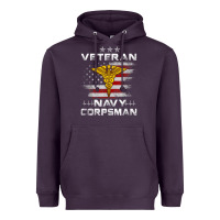 Plum Veteran Navy Corpsman Patriotic 4th of July Gifts Heavyweight Hoodie - minhPixels