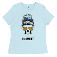 Baby Blue Western Glitter Aztec Patterned Mom Skull Ladies Tee - Bettercallsaul