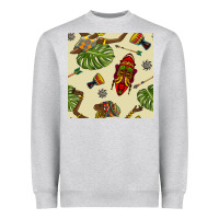 Heather Grey african woman and mask seamless pattern Heavyweight Sweatshirt - BundleAndBundleShop