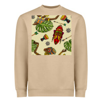 Mushroom african woman and mask seamless pattern Heavyweight Sweatshirt - BundleAndBundleShop