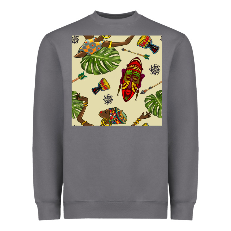 African Woman And Mask Seamless Pattern Heavyweight Sweatshirt by BundleAndBundleShop | Teevron