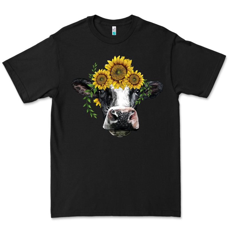 Holstein Cow With Sunflower Premium Tee by BarkalooDesign | Teevron
