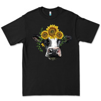 Black holstein cow with sunflower Premium Tee - BarkalooDesign