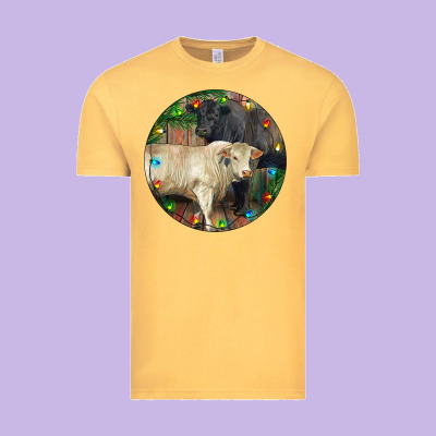 Christmas Charolais Bull And Black Angus Bull Vintage Tee Designed By Ranaportraitstore