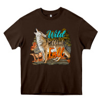 Chocolate Brown Wild About Fall Coyote Heavy Core Tee - LillyAllenDesigns