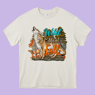 Wild About Fall Coyote Heavy Core Tee Designed By Lillyallendesigns