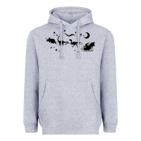 Heather Grey christmas santa dinosaur sleigh ride t rex funny gift t shirt Heavyweight Hoodie - minhPixels