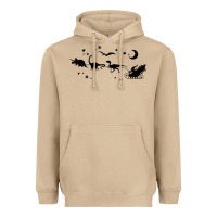 Mushroom christmas santa dinosaur sleigh ride t rex funny gift t shirt Heavyweight Hoodie - minhPixels