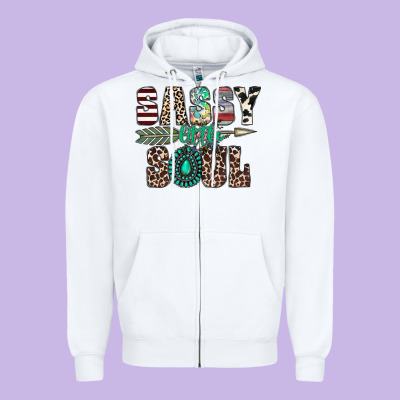 Sassy Little Soul Zipper Hoodie Designed By Cowhidedigitalart