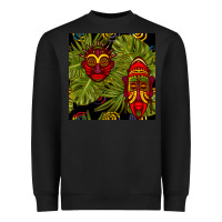 Black african masks and monstera leaf seamless pattern Heavyweight Sweatshirt - BundleAndBundleShop
