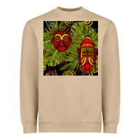 Mushroom african masks and monstera leaf seamless pattern Heavyweight Sweatshirt - BundleAndBundleShop