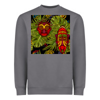 Storm african masks and monstera leaf seamless pattern Heavyweight Sweatshirt - BundleAndBundleShop