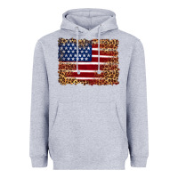 Heather Grey american flag and leopard Heavyweight Hoodie - Artiststas