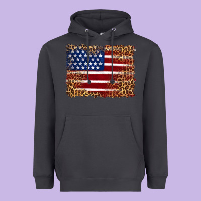 American Flag And Leopard Heavyweight Hoodie Designed By Artiststas