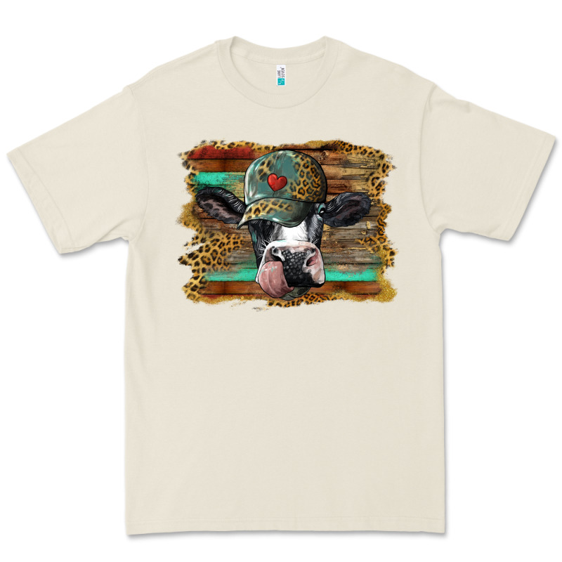 Holstein Cow With Cap And Leopard Background Premium Tee by BarkalooDesign | Teevron