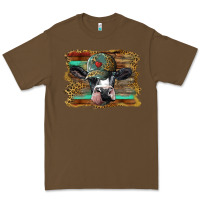 Cacao holstein cow with cap and leopard background Premium Tee - BarkalooDesign