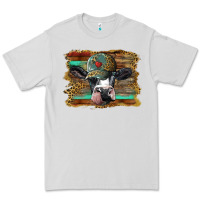 Dove Grey holstein cow with cap and leopard background Premium Tee - BarkalooDesign