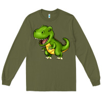 Army Green Cartoon T-Rex Long Sleeve Tee - HowdyJamesFarm