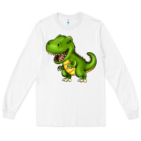 White Cartoon T-Rex Long Sleeve Tee - HowdyJamesFarm