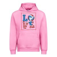 Fuchsia Pink love usa flag volleyball gifts for volleyball fans teen t shirt Urban Hoodie - minhPixels
