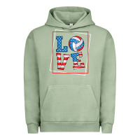 Pigment Oil Green love usa flag volleyball gifts for volleyball fans teen t shirt Urban Hoodie - minhPixels
