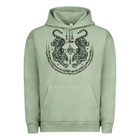 Pigment Oil Green sak yant thai tattoo twin tiger muay magical thailand gifts t shirt Urban Hoodie - minhPixels