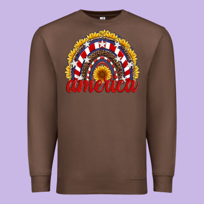 America Sunflower Rainbow Premium Sweatshirt Designed By Artiststas