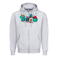 Heather Grey nurse drink coffee Zipper Hoodie - CowhideDigitalArt