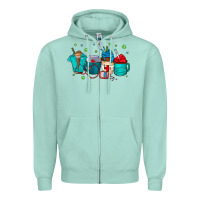 Seafoam nurse drink coffee Zipper Hoodie - CowhideDigitalArt