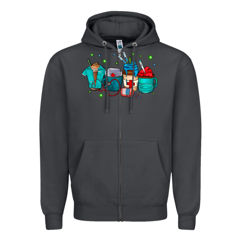 Nurse Drink Coffee Zipper Hoodie by CowhideDigitalArt | Teevron