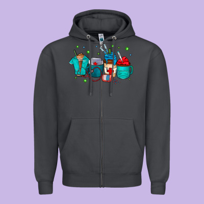 Nurse Drink Coffee Zipper Hoodie Designed By Cowhidedigitalart