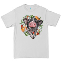 Dove Grey baby pig floral wreath Premium Tee - BarkalooDesign